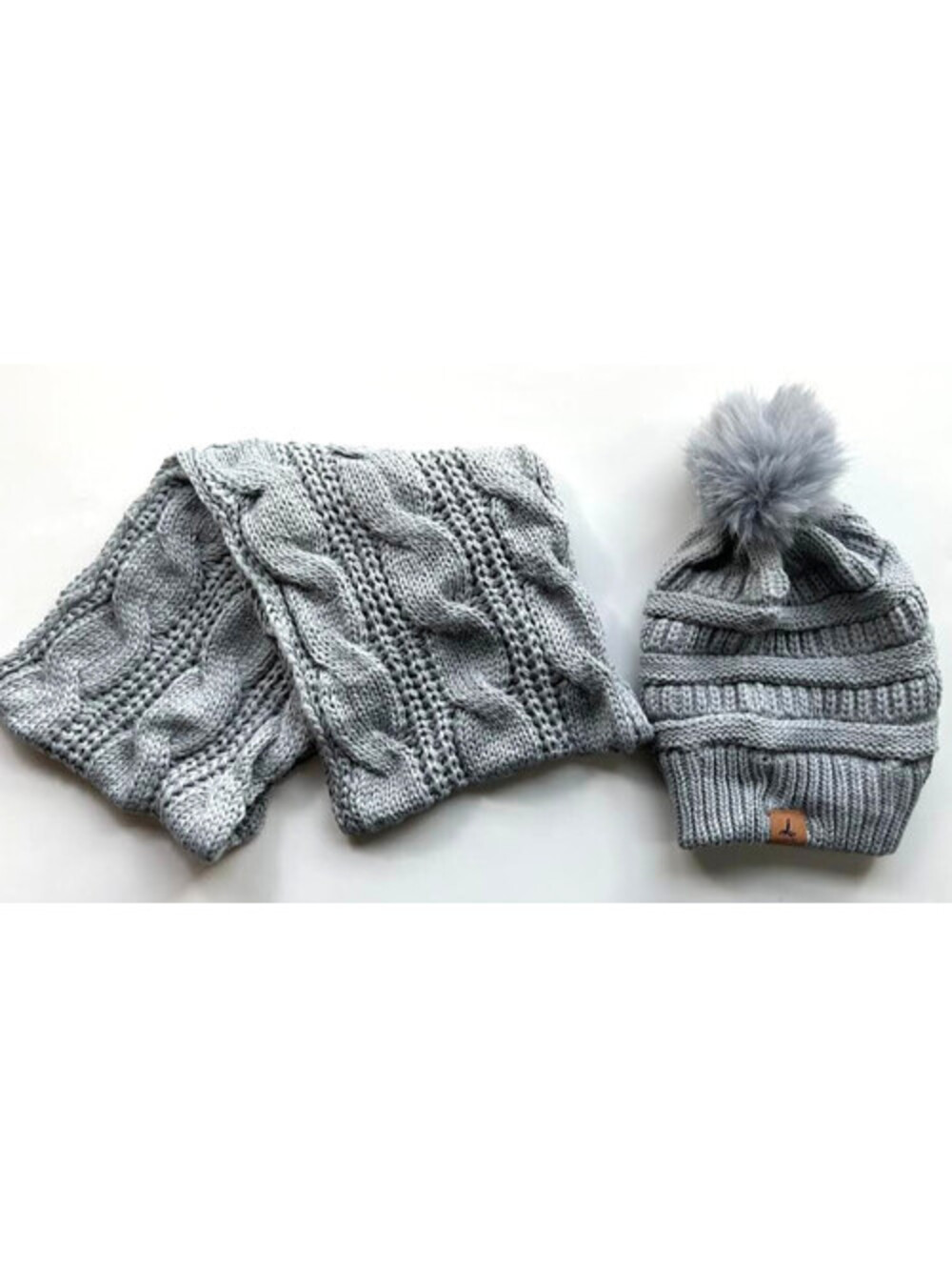 Lorome Winter Hat & Infinity Scarf Set-Gray, Cozy Set For Winter